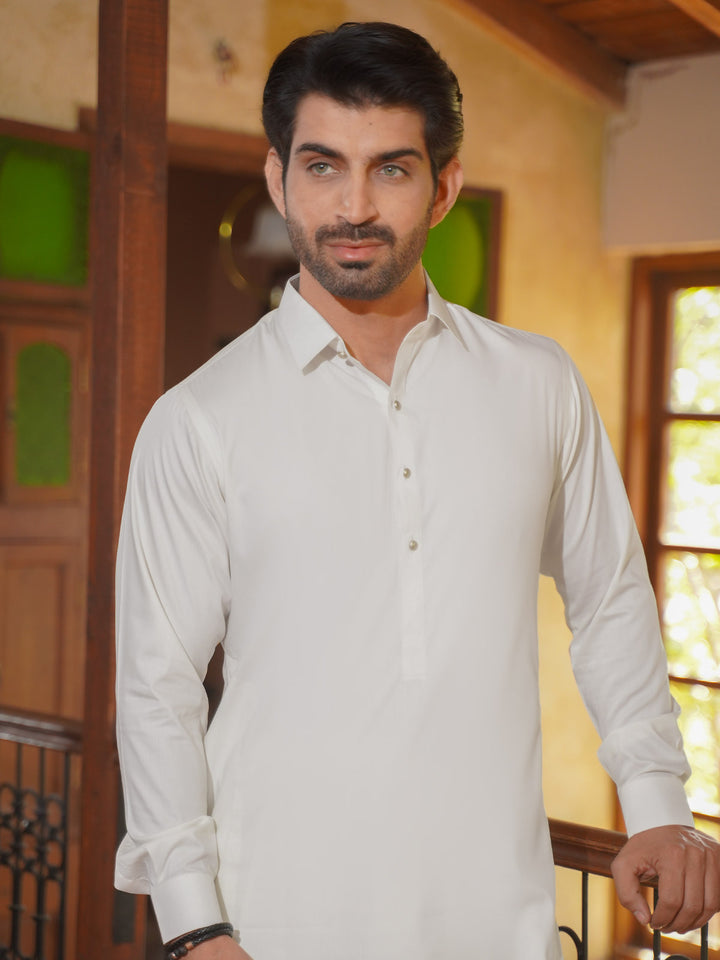 White Self Exclusive Range Designer Shalwar Kameez  (SK-527)