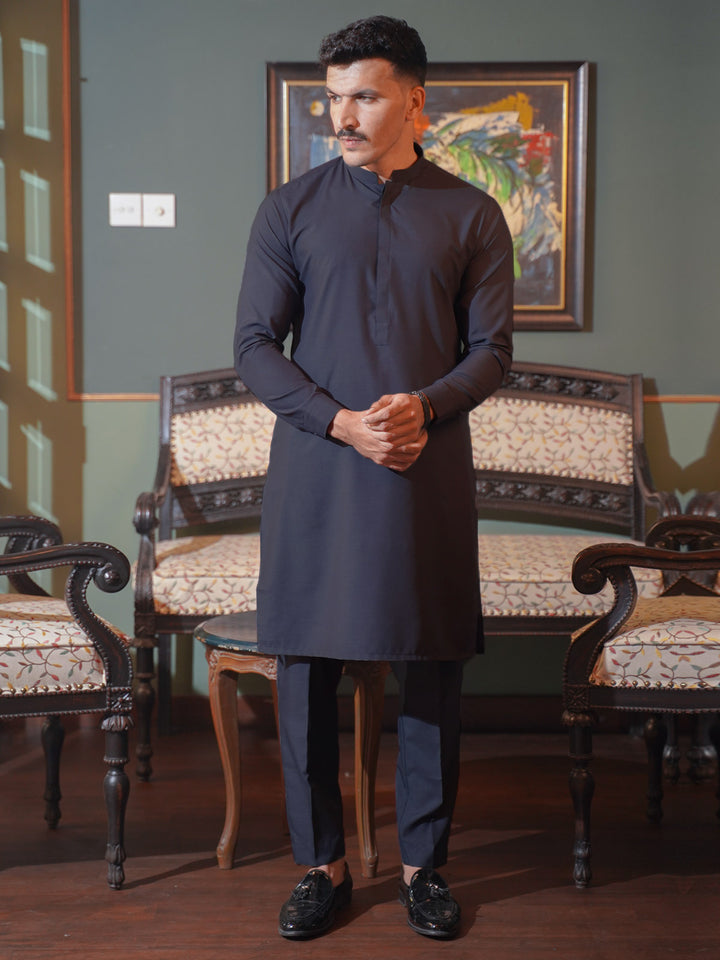 Navy Blue Self Exclusive Range Designer Kurta Pajama  (SK-529)