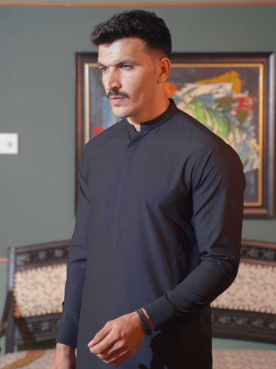 Navy Blue Plain Exclusive Range Designer Kurta Pajama (SK-537)