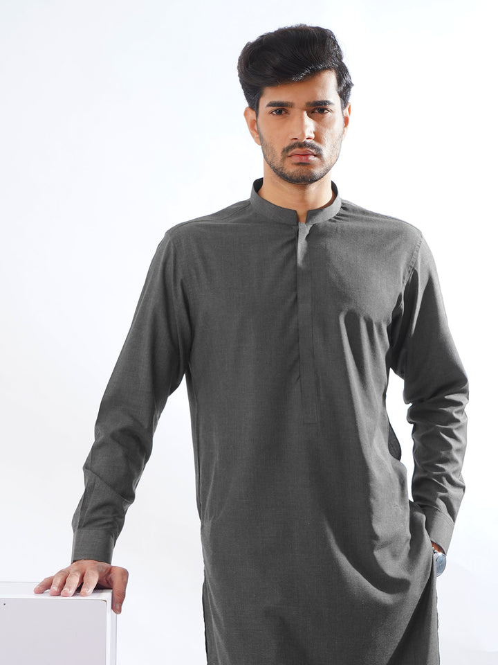 Dark Grey Self Exclusive Range Designer Kurta Pajama (SK-538)