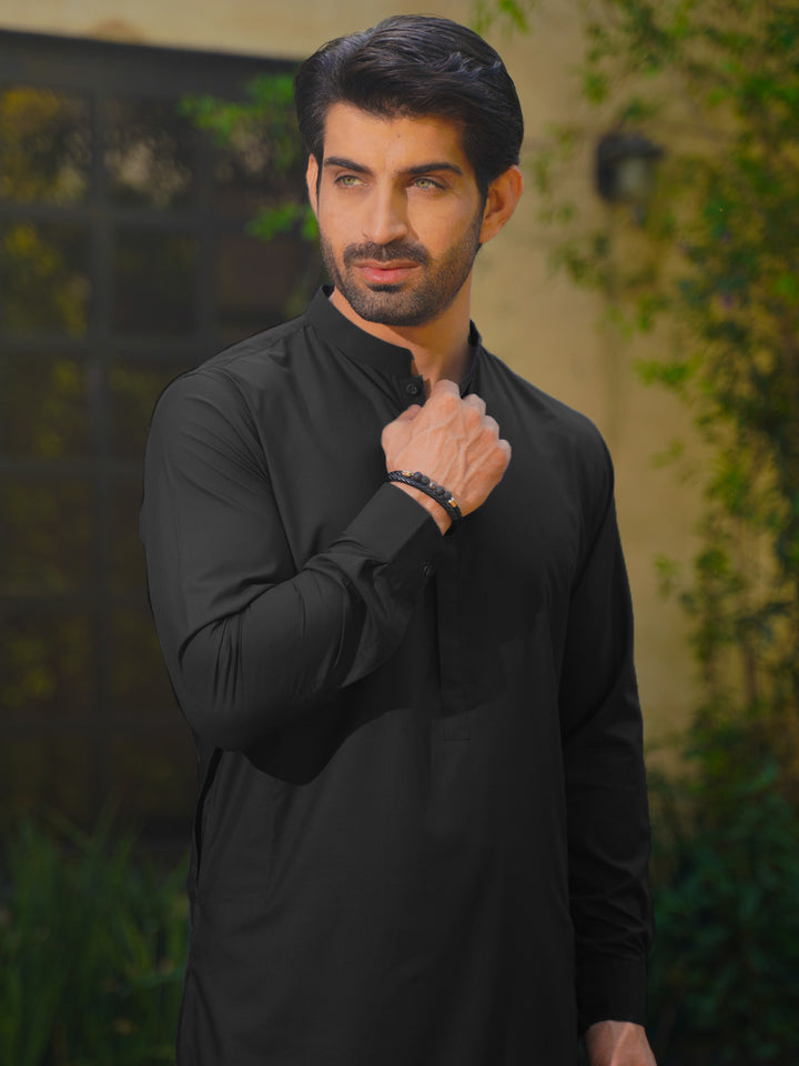 Black Plain Exclusive Range Designer Kurta Pajama (SK-540)