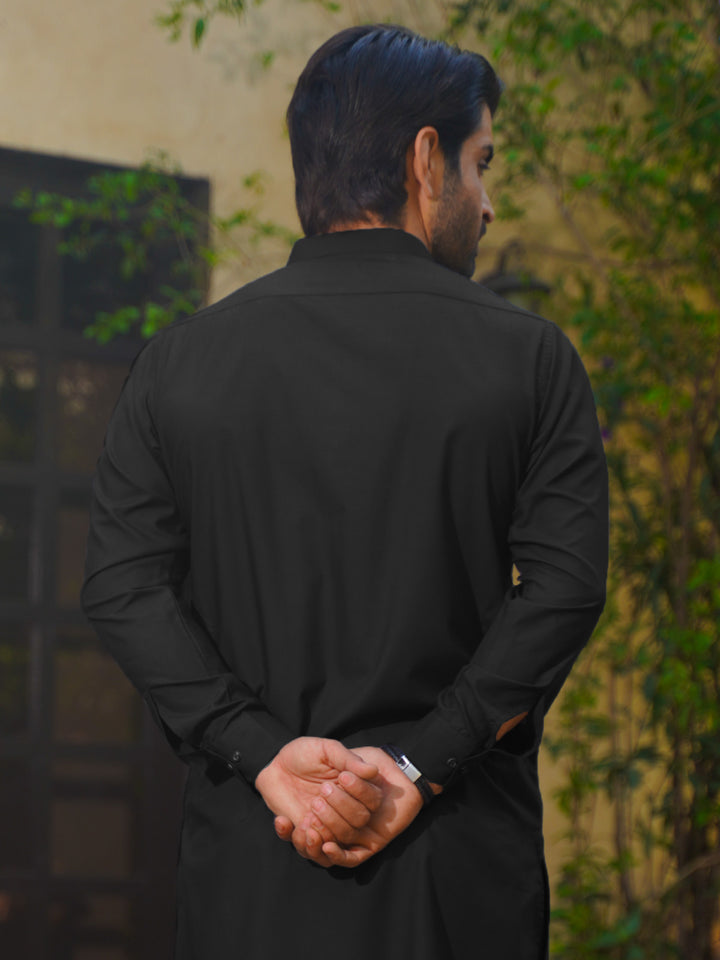 Black Plain Exclusive Range Designer Kurta Pajama (SK-540)