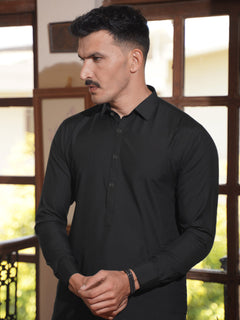 Black Plain Exclusive Range Designer Shalwar Kameez  (SK-544)