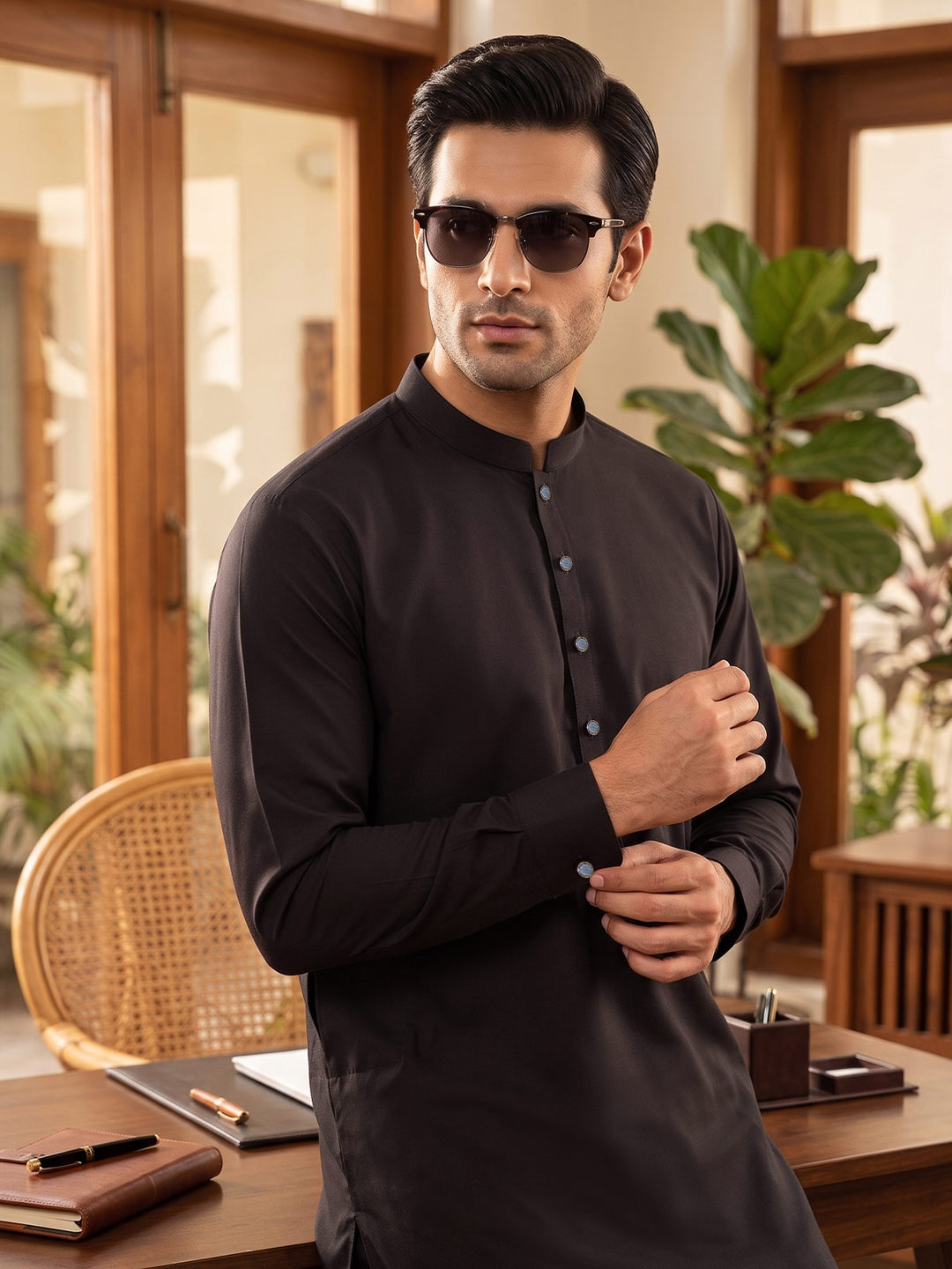Dark Brown Designer Kurta Shalwar (SK-680)
