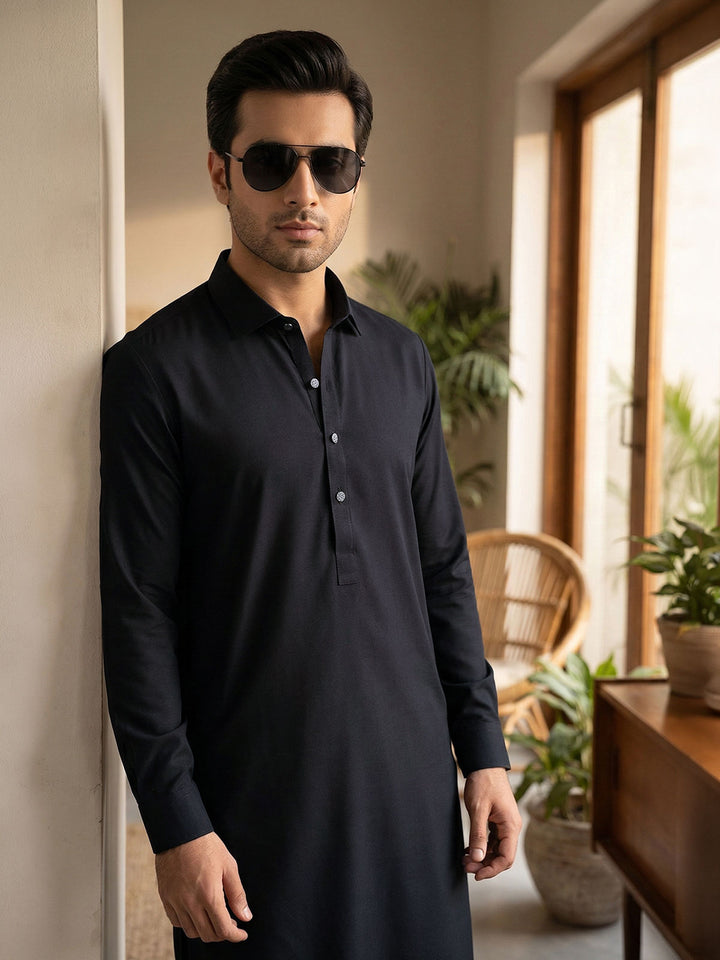 Black Designer Shalwar Kameez (SK-672)