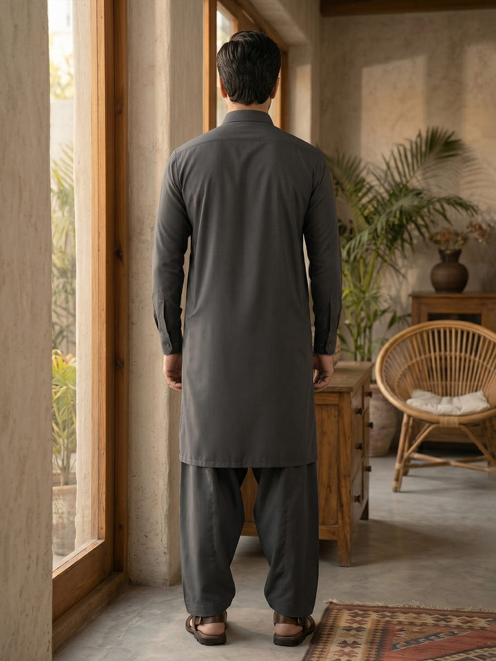 Dark Olive Designer Shalwar Kameez (SK-675)