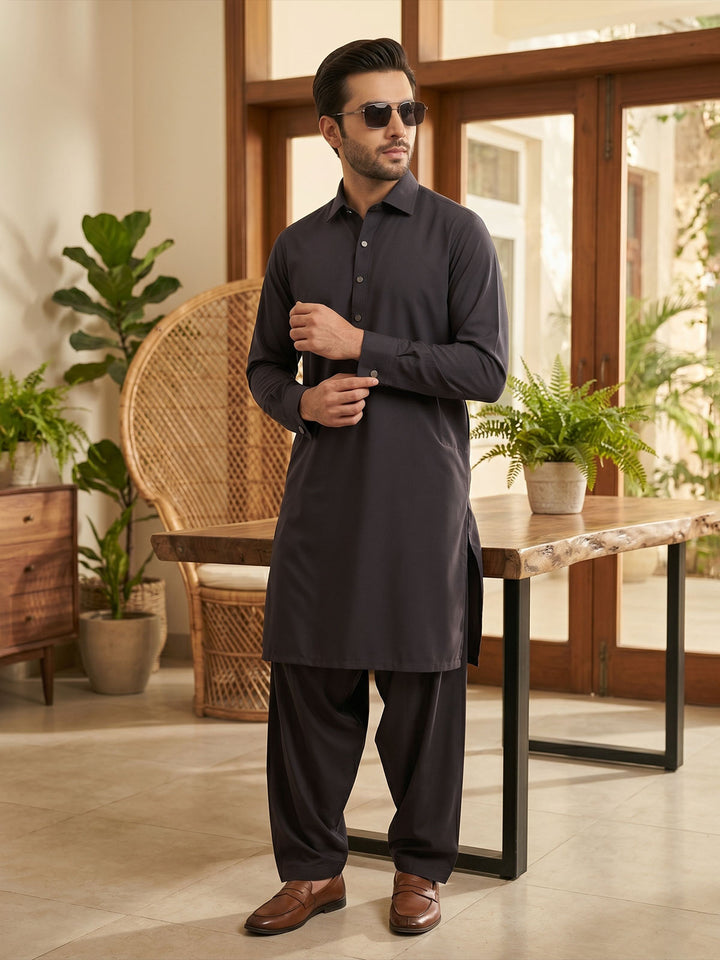 Dark Brown Designer Shalwar Kameez (SK-676)