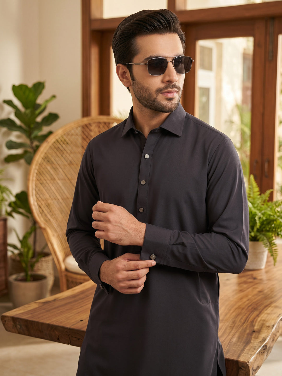 Dark Brown Designer Shalwar Kameez (SK-676)