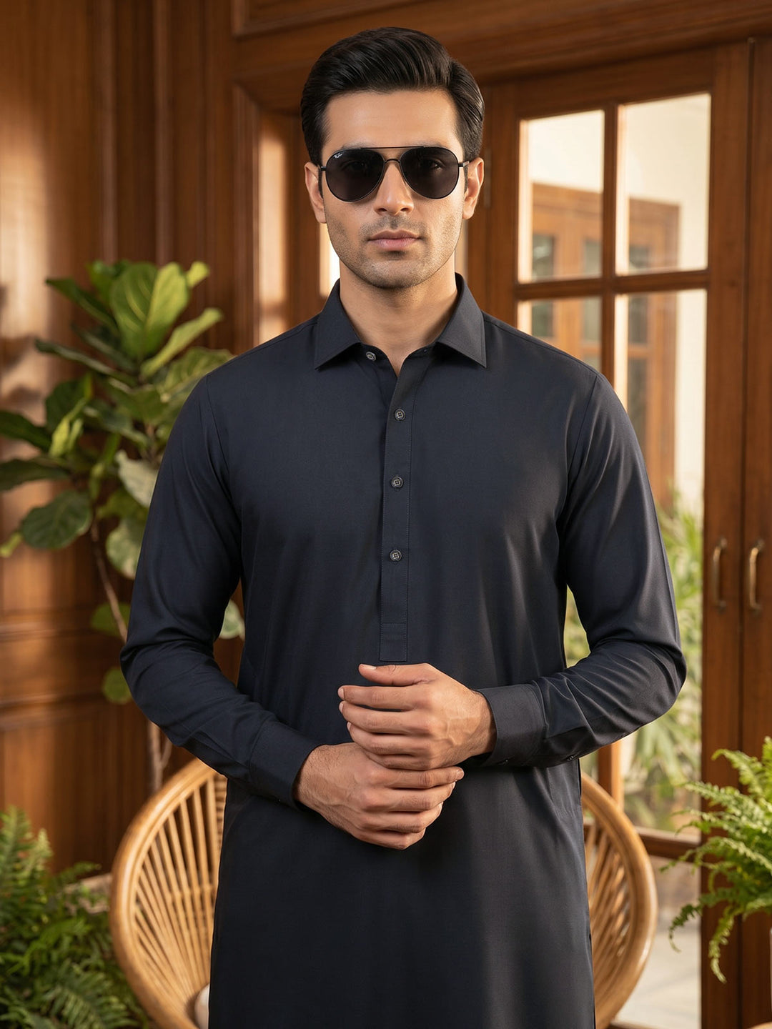 Charcoal Designer Shalwar Kameez (SK-677)