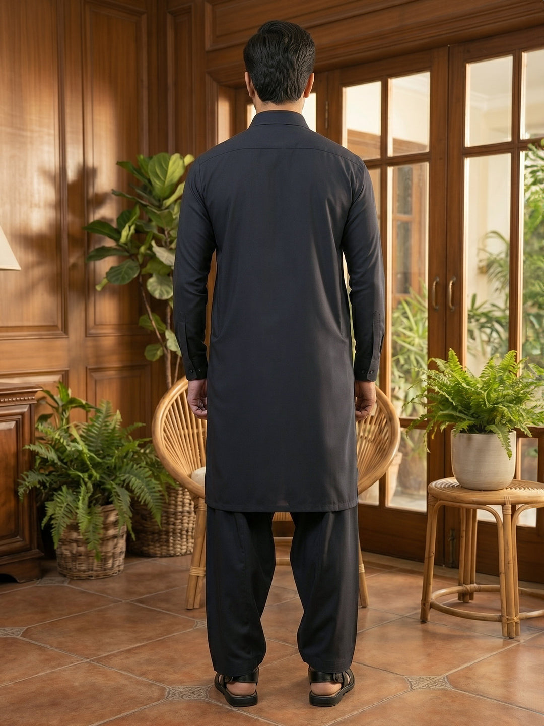 Charcoal Designer Shalwar Kameez (SK-677)