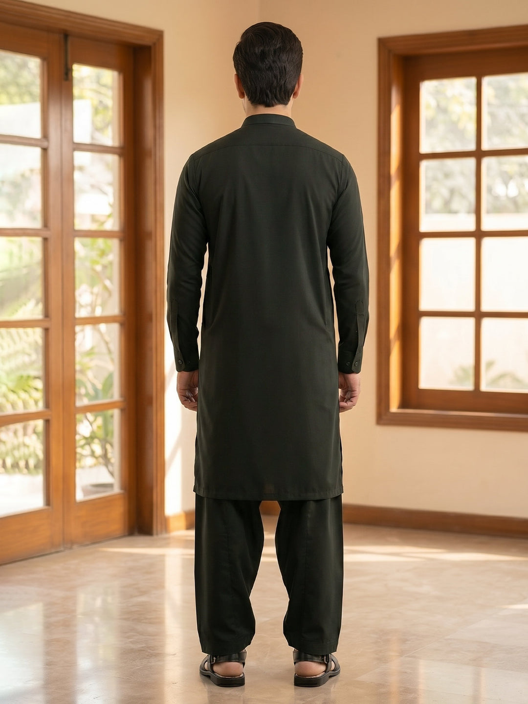 Dark Olive Designer Kurta Shalwar (SK-682)