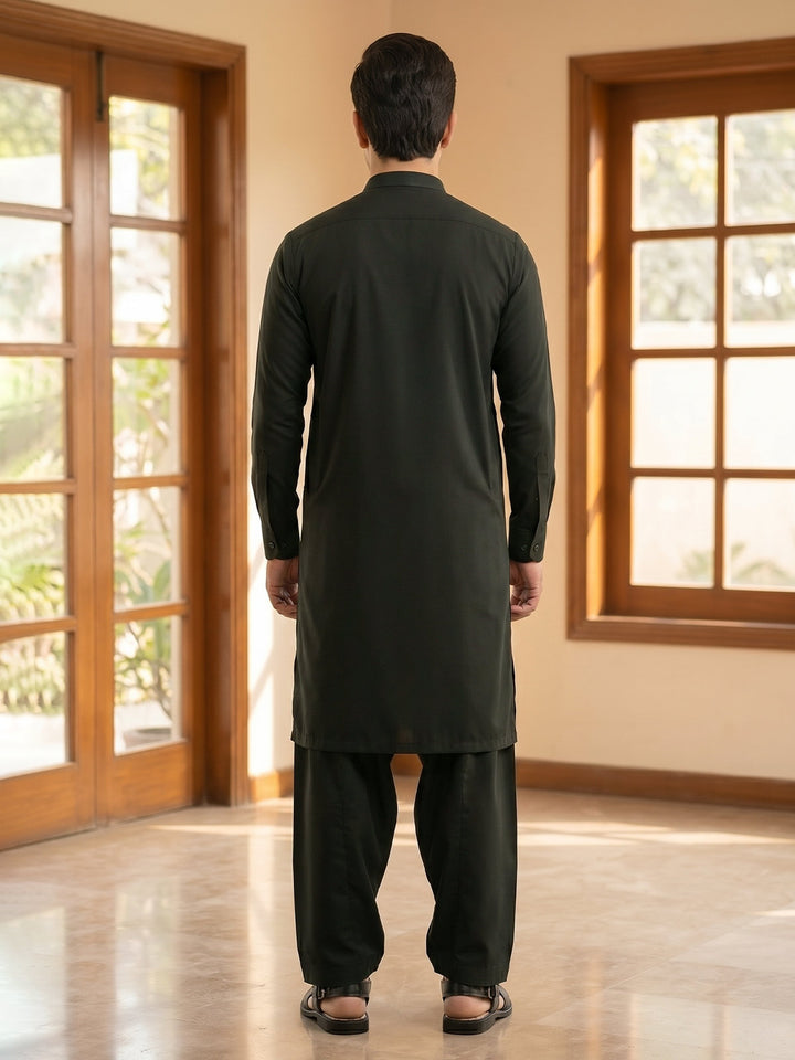Dark Olive Designer Kurta Shalwar (SK-682)