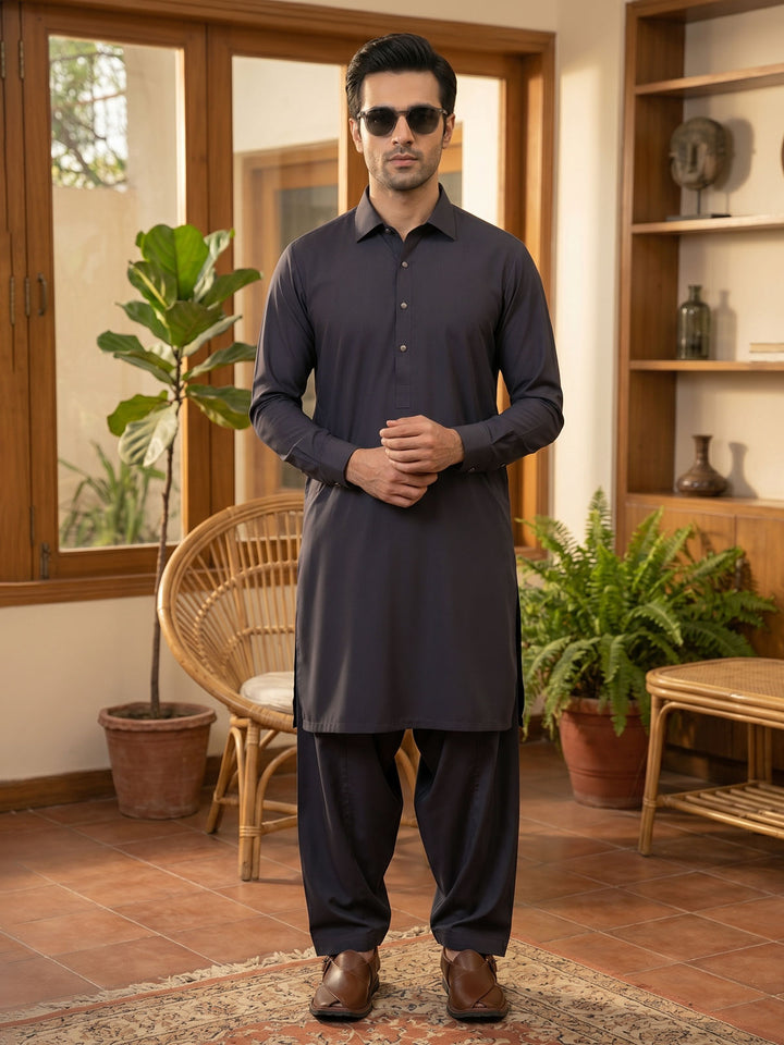Dark Grey Designer Shalwar Kameez (SK-704)