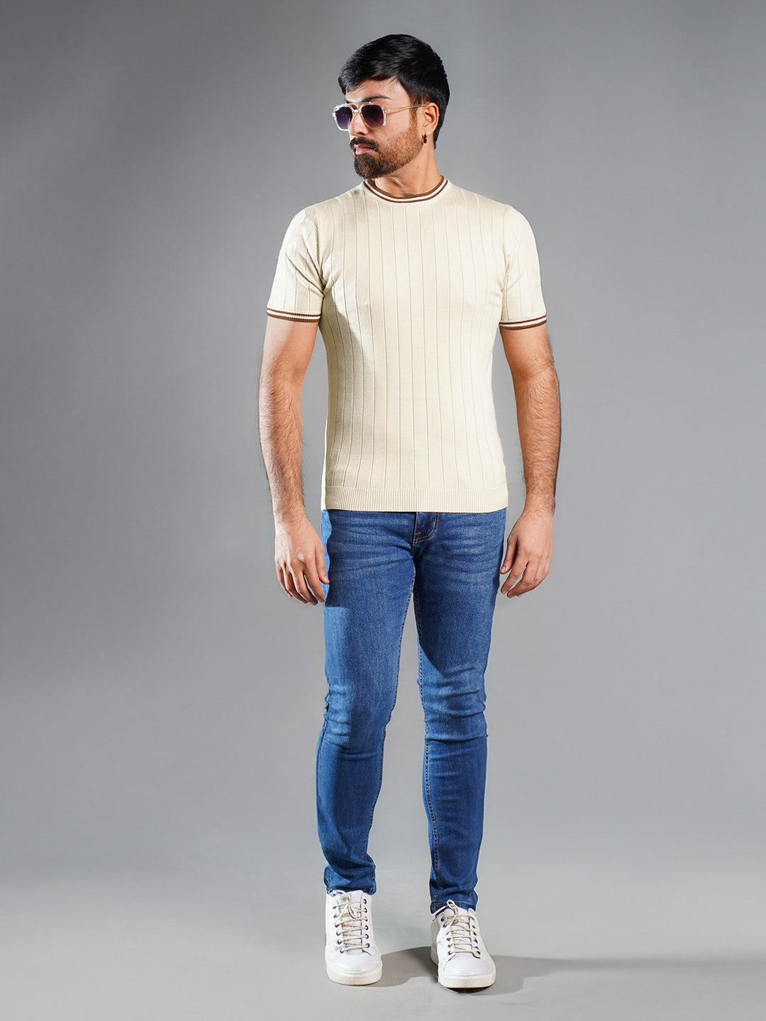 Fawn Sweater Knitted Crew Neck T-Shirt (SKCN-016)