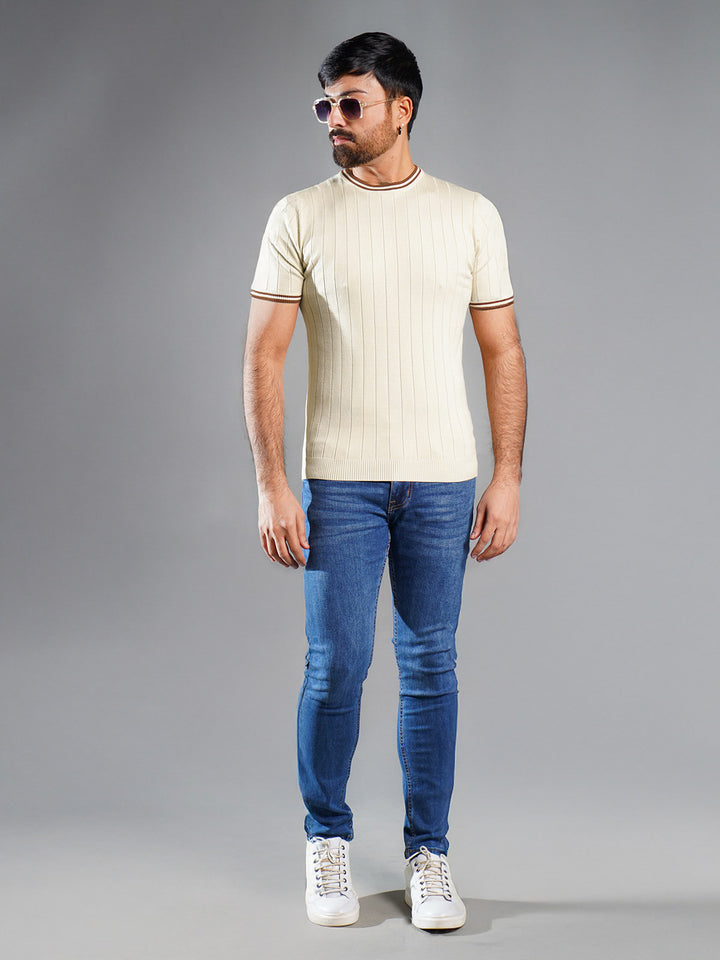 Fawn Sweater Knitted Crew Neck T-Shirt (SKCN-016)