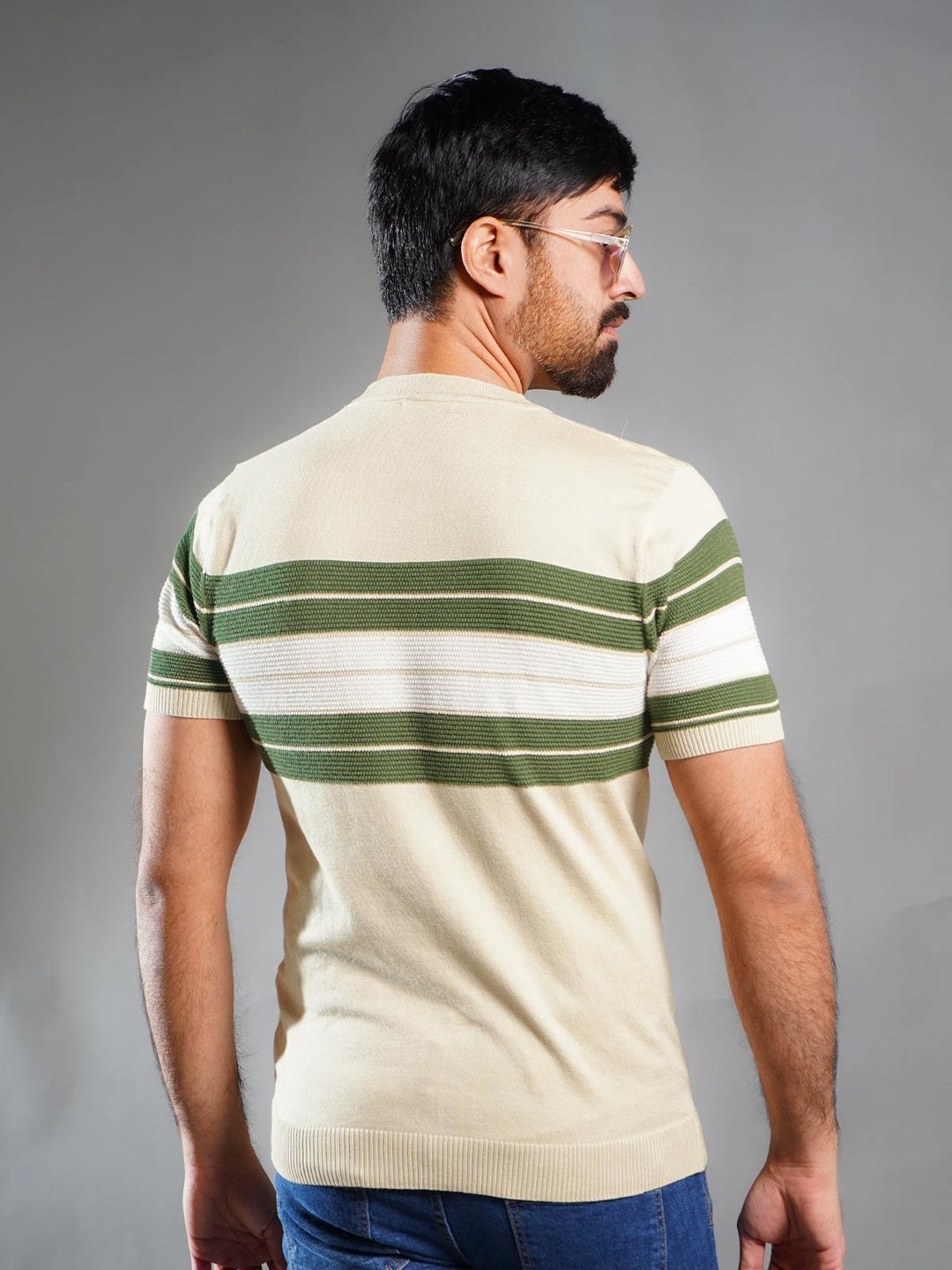 Fawn & Green Sweater Knitted Crew Neck T-Shirt (SKCN-021)