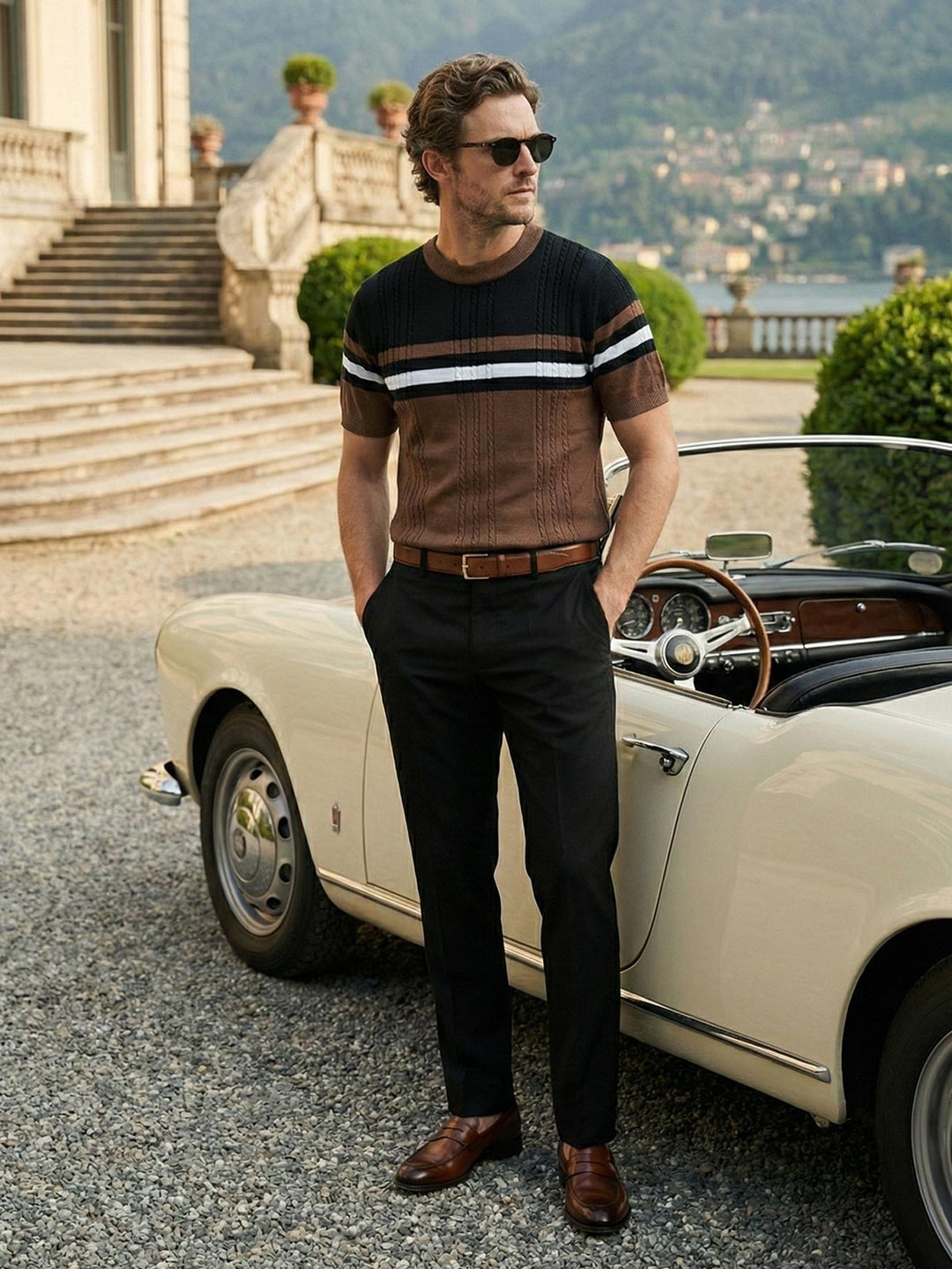 Black & Brown Premium Knitted Crew Neck T-Shirt (SKCN-058)