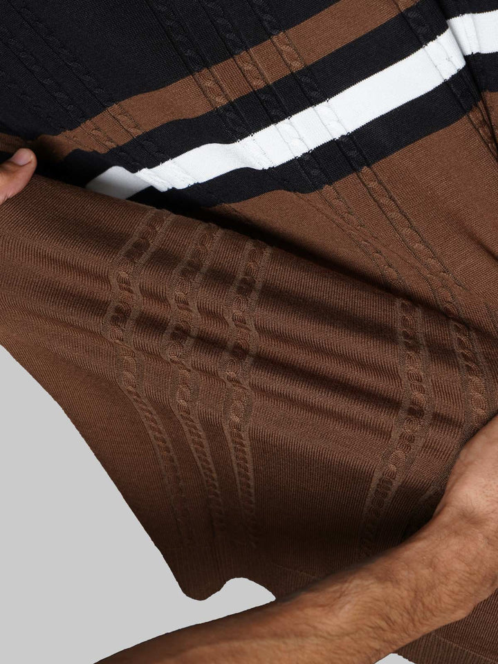 Black & Brown Premium Knitted Crew Neck T-Shirt (SKCN-058)