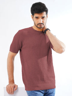 Red Half Sleeves Men’s Premium Knitted Crew Neck T-Shirt (SKCN-11)