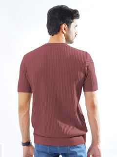 Red Half Sleeves Men’s Premium Knitted Crew Neck T-Shirt (SKCN-11)