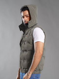 Light Green Imported Sleeveless Hooded Puffer (SPJ-003)