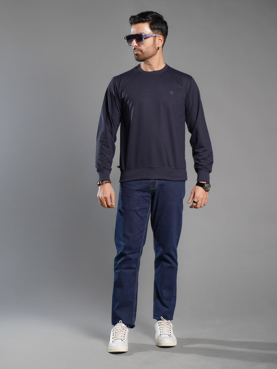 Navy Blue Men’s Fleece Sweat Shirt (SSF-020)