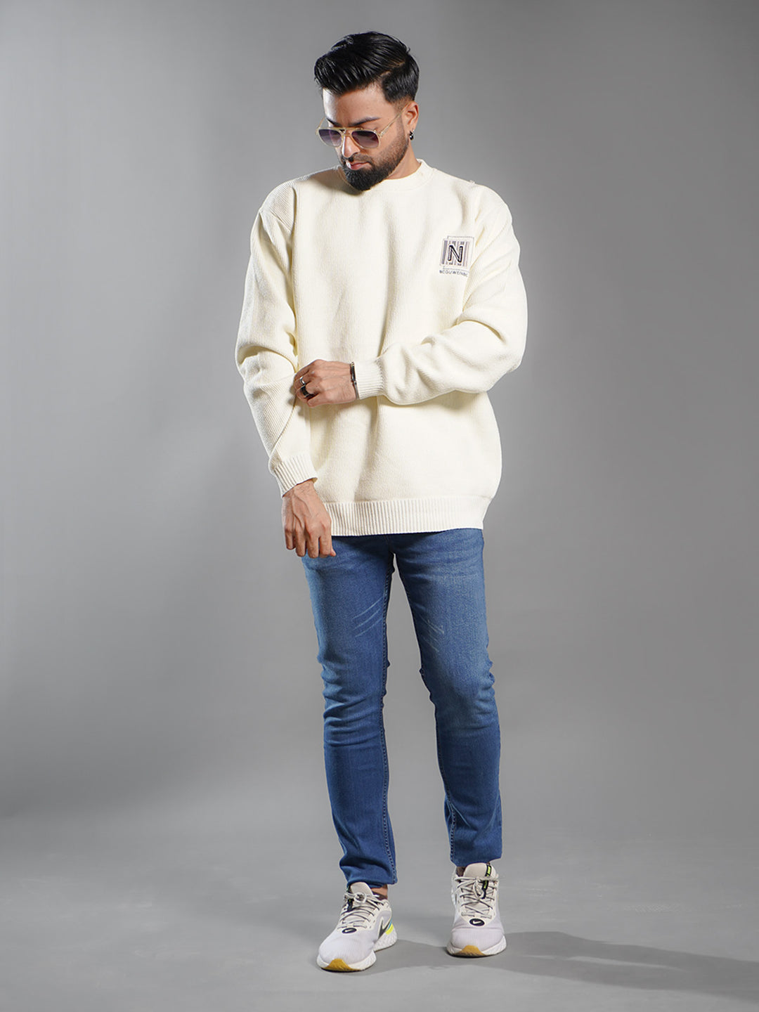 Off White Imported Men’s Fleece Sweat Shirt (SSPF-002)