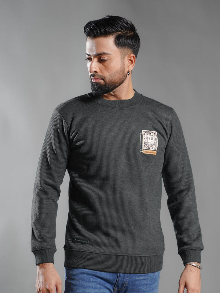 Dark Grey Imported Men’s Fleece Sweat Shirt (SSPF-004)