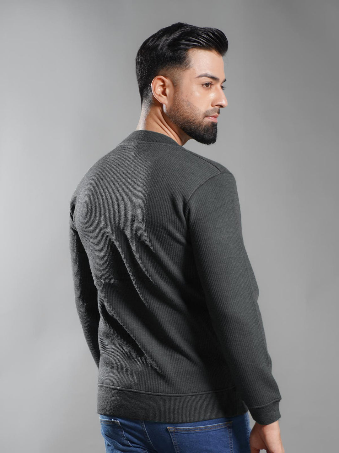 Dark Grey Imported Men’s Fleece Sweat Shirt (SSPF-004)