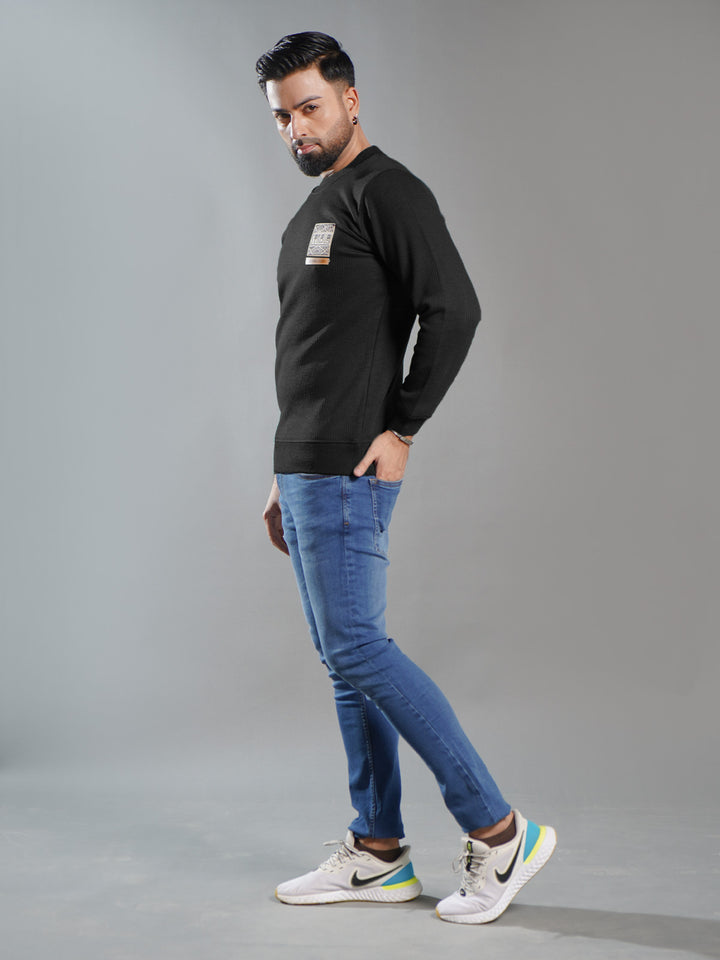 Black Imported Men’s Fleece Sweat Shirt (SSPF-006)