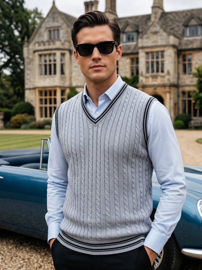 Grey Sleeveless Men's Sweater (SW-025)