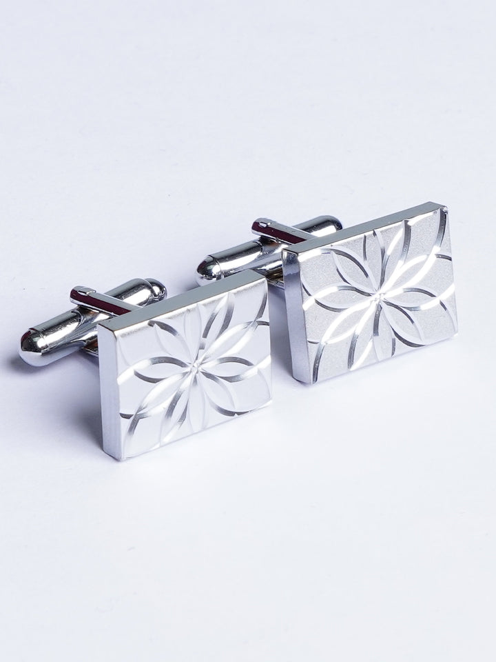 Silver Flower Pattern Cufflink (CUFFLINK-477)