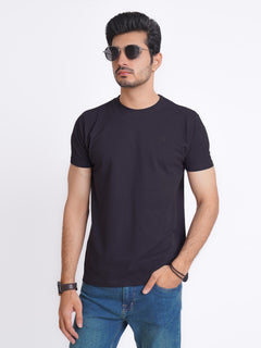 Dark Grey Plain Half Sleeves Men’s Round Neck T-Shirt (TEE-135)