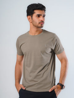 Brown Plain Half Sleeves Men’s Round Neck T-Shirt (TEE-113)