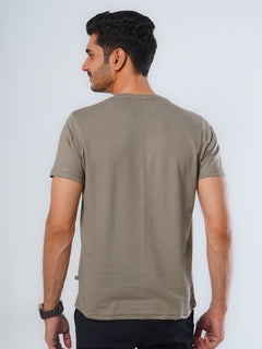 Brown Plain Half Sleeves Men’s Round Neck T-Shirt (TEE-113)