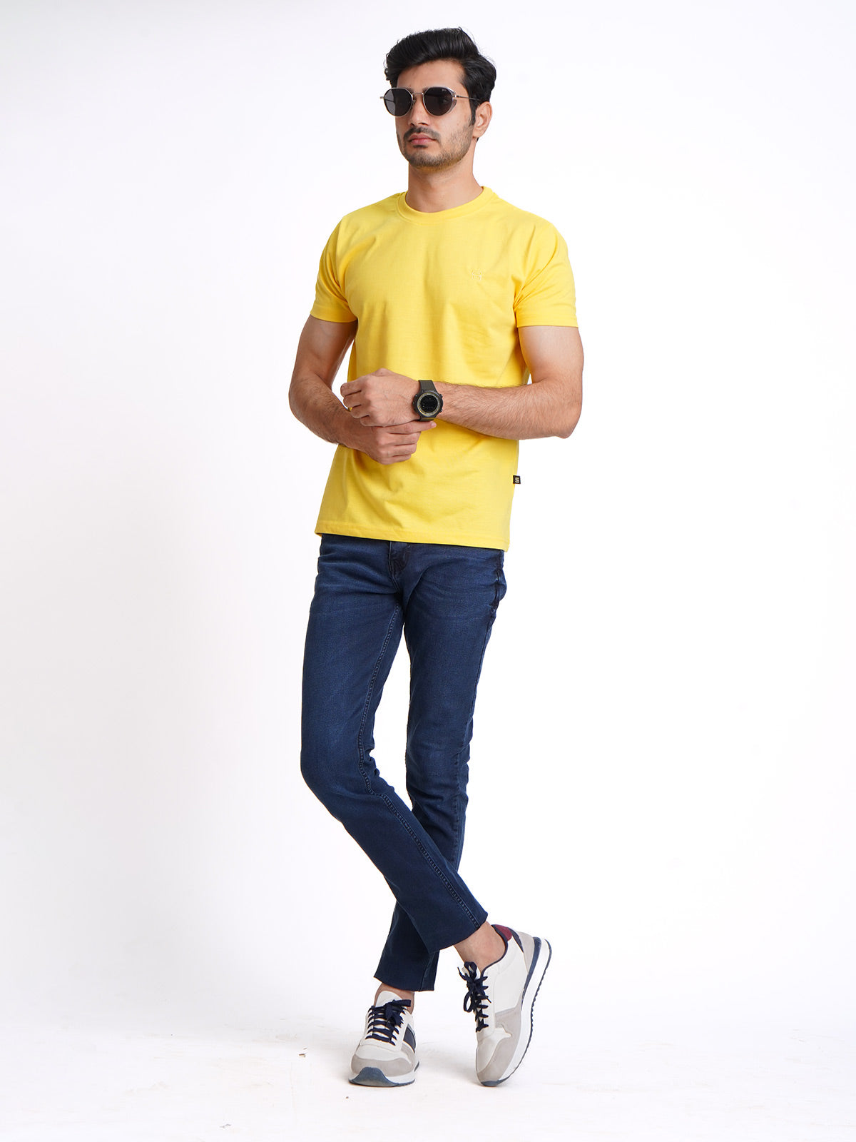 Yellow Plain Half Sleeves Men’s Round Neck T-Shirt (TEE-138)