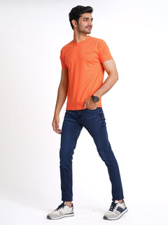 Orange Plain Half Sleeves Men’s Round Neck T-Shirt (TEE-139)