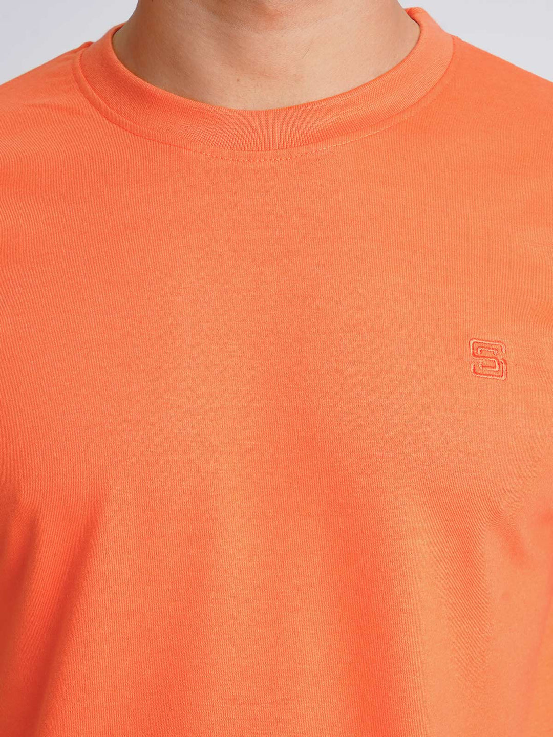 Orange Plain Half Sleeves Men’s Round Neck T-Shirt (TEE-139)