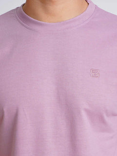 Light Purple Plain Half Sleeves Men’s Round Neck T-Shirt (TEE-140)