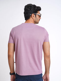 Light Purple Plain Half Sleeves Men’s Round Neck T-Shirt (TEE-140)