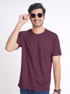 Maroon Plain Half Sleeves Men’s Round Neck T-Shirt (TEE-142)