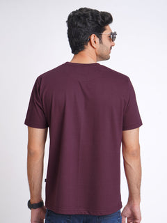 Maroon Plain Half Sleeves Men’s Round Neck T-Shirt (TEE-142)