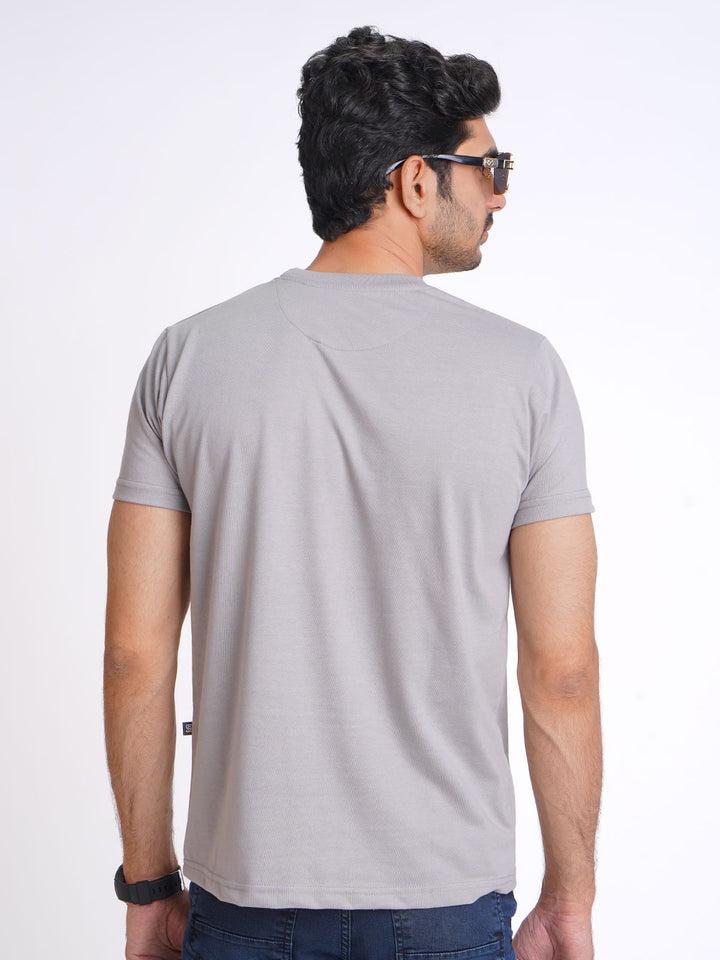 Light Grey Plain Half Sleeves Men’s Round Neck T-Shirt (TEE-144)