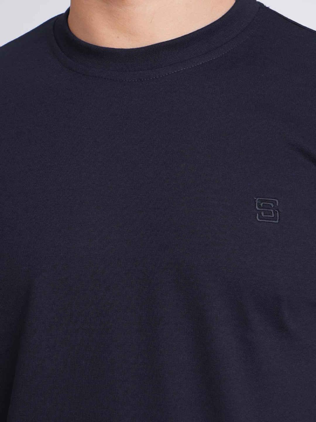 Navy Blue Plain Half Sleeves Men’s Round Neck T-Shirt (TEE-145)