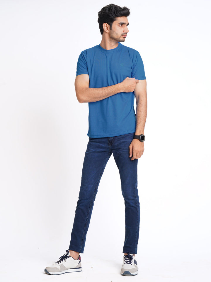 Royal Blue Plain Half Sleeves Men’s Round Neck T-Shirt (TEE-147)