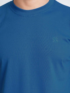 Royal Blue Plain Half Sleeves Men’s Round Neck T-Shirt (TEE-147)