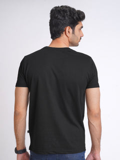 Black Plain Half Sleeves Men’s Round Neck T-Shirt (TEE-148)