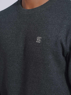 Charcoal Grey Men’s Fleece Sweat Shirt (TEE-157)