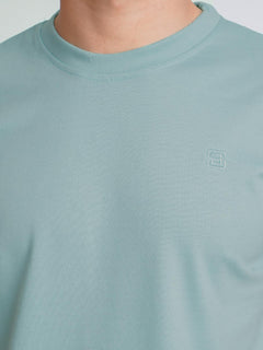 Light Blue Plain Half Sleeves Men’s Round Neck T-Shirt (TEE-161)