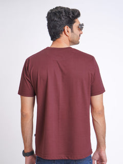 Maroon Plain Half Sleeves Men’s Round Neck T-Shirt (TEE-164)